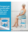 360 Degree Swivel Bath Stool With Cushioned Seat And Storage Tray Adjustable Rotating Shower Chair For Seniors And Adults