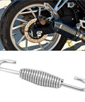 Side view of motorcycle exhaust with 8-pack stainless steel springs, swivel-hook design