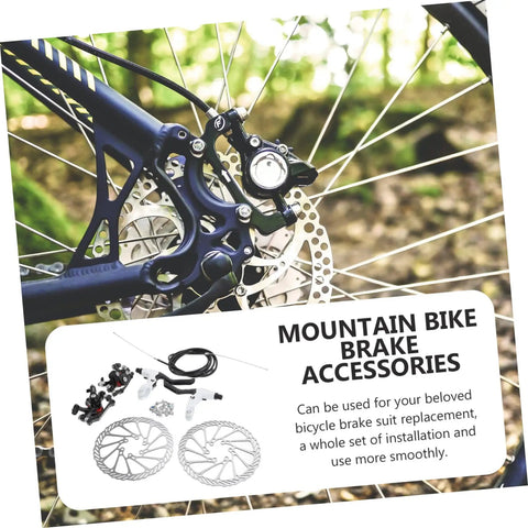 Trail Tough Mountain Bike Disc Brake Kit Equipped With Lightweight Hollow Rotors And Insanely Grippy Mechanical Calipers Designed For Gnarly Descents And Dead Accurate Stopping Power, close-up view of the rear brake caliper and rotor.