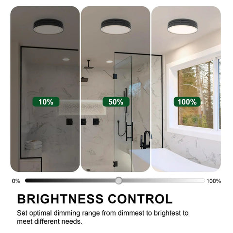 Brightness control chart for Dual Control Dimmer Switch for Exhaust Fan and Light, white single pole, bathroom setup