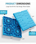 Heavy Duty Rv Leveling Blocks 12 Pack With Velcro Straps, dimensions showing two top and ten bottom blocks, blue, 8.5 inches.