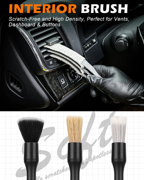 8 Piece Car Interior Detailing Kit For A Fresh Ride With Dashboard Duster Detailing Brush Set Air Vent Brush Cleaning Gel Microfiber Towels And Storage Bag The Quick Easy Clean Gift For Men, interior brush on car vent