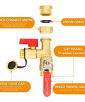 Three Quarters Inch IPS Tankless Water Heater Isolation Valve Kit with Pressure Relief Valve and Drain Valve, Lead Free Brass NPT