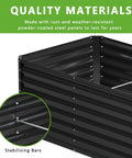 Close-up of black metal Galvanized Raised Garden Bed 6x2x2 Ft Outdoor Planter For Vegetables, Flowers, Herbs with stabilizing bars