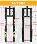 20 Inch Fat Tire Mountain Bike Fork With Beefed Up Inverted Air Suspension dimensions and specifications diagram