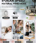 Dope Crystal Caged Bladeless Ceiling Fan Light Sleek Modern Black Fandelier With Remote Control in lifestyle setting with people.