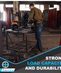 4 Inch Heavy Duty Casters Set Of 4 With Swivel Brake Wheels on a workshop cart supporting heavy material handling.