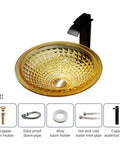 USZWBY Bathroom Vessel Sink Vanity Tempered Glass Vessel Bowl Sink Round Luxury Countertop Sink with Copper Waterfall Faucet