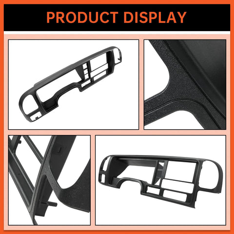 ECOTRIC double DIN dash bezel, black plastic center console panel for 1995–2002 GMC Sierra/Silverado C/K trucks.