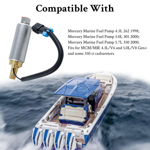 Low Pressure Boat Fuel Pump For Mercury Mercruiser V6 V8 Marine Engines 4.3L 5.0L 5.7L Carbureted Replacement 861155A3 935432