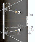 18 Inch One Sided Modern Door Handle In Stainless Steel With Chrome Mirror Polish Finish Slick Flat Bar Pull For Entry Doors Shower Glass Barn Doors And Interior Exterior Commercial Use, installation diagram