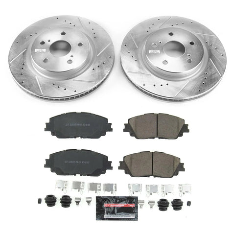 PowerStop front brake kit with drilled and slotted rotors and ceramic pads for Lexus ES/UX (K7895)