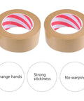 2 Pack Kraft Paper Packing Tape Water Resistant Sealing Tape showing hand tearable brown rolls with red inner design.