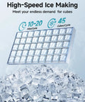 High-Speed Ice Making with Heavy Duty Commercial Ice Maker Machine Delivers 100 Lbs Per Day, showing clear ice cubes.
