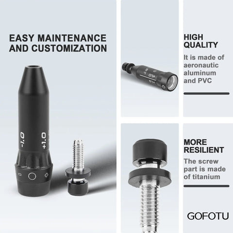 Aftermarket.335 Tip Golf Shaft Adapter Sleeve compatible with Ping G440, black aluminum design with titanium screw support.
