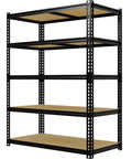 Beefy Five Tier Heavy Duty Garage Storage Shelves With Adjustable Metal Frame And Thick MDF Panels, 2000 Lb Total Capacity, Sturdy Metal Shelving Unit For Garage, Kitchen Pantry, Basement Or Laundry, 36 In L x 18 In W x 72 In H, black