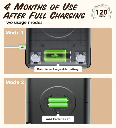 Rechargeable and AAA battery options for Smart 33 Lb Digital Kitchen Scale For Baking And Cooking, NASA Grade Precision