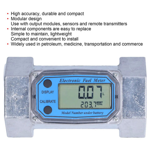 Industrial 2In Turbine Flow Meter With Digital End Turbine Meter For Liquid Fuel Water Gas Oil, Electronic Flowmeter, display view