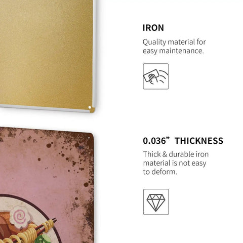 Iron details of Dope Tonkotsu Noodles Themed Wall Art For Kitchen And Office, Funny Food Sign, Vintage Pewter Metal Wall Denoter