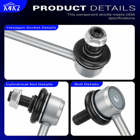 Bolt On Zinc Nickel Alloy Front Stabilizer Sway Bar Links For 2013 2018 Toyota Avalon 2007 2017 Camry And 2013 2018 Lexus ES300h ES350 K750123 showing hexagon socket and bolt details
