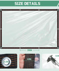 Crystal Clear Waterproof Tarp 4x6 Feet Extra Thick 8 Mil Vinyl UV Resistant Tear Proof with Reinforced Grommets, size details shown.