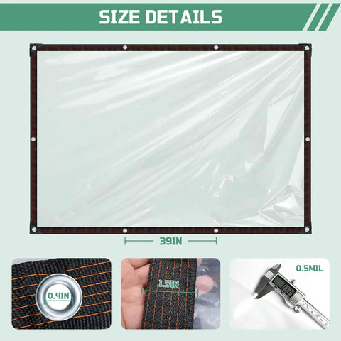 Crystal Clear Waterproof Tarp 4x6 Feet Extra Thick 8 Mil Vinyl UV Resistant Tear Proof with Reinforced Grommets, size details shown.