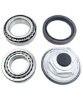 LAUUEXOP trailer bearing kit for Dexter 10K axle: two bearings, one seal, and a clear hub cap.
