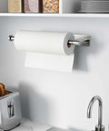 Wall-mounted Stainless Steel Paper Towel Holder With Self Adhesive Or Drilling Mount Brushed Nickel Finish in kitchen setting