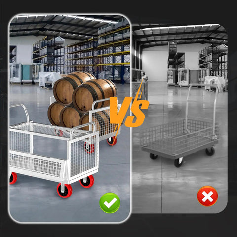 Rugged Beefy Heavy Duty 5in1 Platform Truck With Steel Cage 40x24 Inch Industrial Hand Cart And Rolling Dolly Supporting 1800 Pounds For Everyday Hustle And Moving Jobs