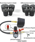 Wzyblixo turbo leak tester kit with 9 stepped rubber adapters, pressure gauge, regulator, and inlet fittings