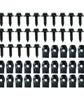 Premium Fifty Piece One Quarter Inch Universal U Nut Clips And Hex Head Bolts For Auto Body Repair Fender Liners Bumpers Wheel Arches with rust-resistant black finish.