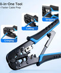 RJ45 Crimp Tool With Built In Wire Cutter And Stripper Pro Grade Ethernet Crimper for Custom Patch Cables detailed view