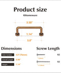Product size chart for Antique Brass Cabinet Pulls Set For Vintage Farmhouse Kitchen And Wardrobe Hardware with dimensions and screws