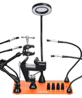 Magnetic Helping Hands Soldering Station With Four Arms Vise LED Magnifying Lamp Four PCB Holders And 360 Hot Air Gun Holder