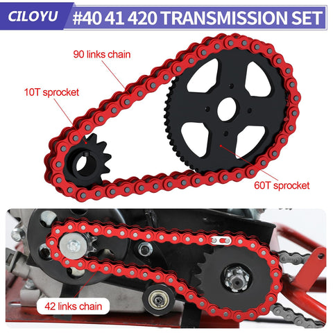 60 Tooth Sprocket 420 Mini Bike Chain Kit Replacement For Coleman CT200U CT200UEX BT200X Baja Warrior Massimo MB200