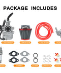 PZ19 Carburetor Kit With Air Filter, Fuel Line And Petcock For 50cc To 125cc Chinese Kids ATVs, detailed package contents