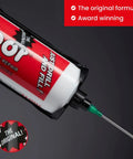 Extra Strength Tile Repair Adhesive Pro Pack With Micro Syringe Injector And Two Drill Bits For Tile Porcelain Ceramic Marble Stone And Wood Floors Fixes Loose Tiles Fast Without Teardown DIY Friendly For Pros And Homeowners Pack Of 2 in syringe view.