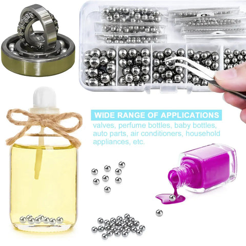 600 Piece 12 Size Stainless Steel Precision Balls Set 1 To 8 Mm For Nail Art DIY Crafts Paint Mixing Bearing Balls Kit Pro Grade Bead Set