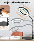 Desk Magnifying Glass With Light And Stand 10X 15X Zoom 4.2 Inch HD Lens with adjustable gooseneck and metal base