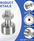 Two Pack Cam Follower Track Runner Bearing 304 Stainless Steel With 19mm Roller Diameter M8 Stud Type Hex Socket