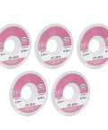 Braided Desoldering Solder Wick For Quick Absorption Red Copper Braid With Fluorine Low Heat Transfer 5 Pack, five reels