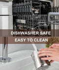 Person washing 12oz Stainless Steel Milk Frother Pitcher For Lattes And Cappuccinos, Barista Grade Steaming Cup in sink