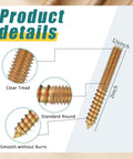 Close-up of Heavy Duty Double Headed Hanger Bolts Quarter Inch By Two Inch Carbon Steel Screws with clear tread and smooth finish.