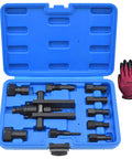 10 Piece Motorcycle Bearing Extractor And Puller Tool Kit For 8 To 25 Mm Bearings in blue case shown with glove