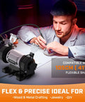 3 Inch Brushless Bench Grinder With Long Flexible Shaft And 110 Piece Accessory Set Knockout Buffer Polisher Kit in use for jewelry crafting
