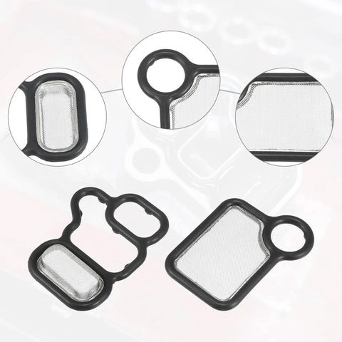 VTEC Solenoid Gasket And Spool Valve Filter Screen Kit Pack Of 2 For Honda CRV Accord Civic Element Fit And Acura RDX RSX TSX Black Durable OE