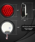 4-Inch Round LED Trailer Lights Pack of 4, 24-LED High-Output Red Tail Lights, flush mount dimensions and grommet details