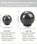 Knob dimensions comparison of small and large Slick Gray Ceramic Drawer Pulls 10 Pack Round Single Hole Cabinet Knobs.