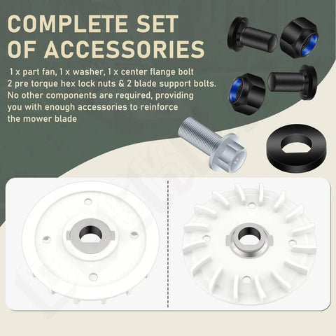 Complete set of Dual Blade Mower Blade Replacement Kit With Nuts Bolts Washers For 21 Inch EGO Power Plus LM2130SP LM2150SP LM2160SP Mowers
