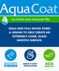 Top Shelf Water Based Clear Wood Grain Filler Gel packaging with eco-friendly indication and smooth surface features.